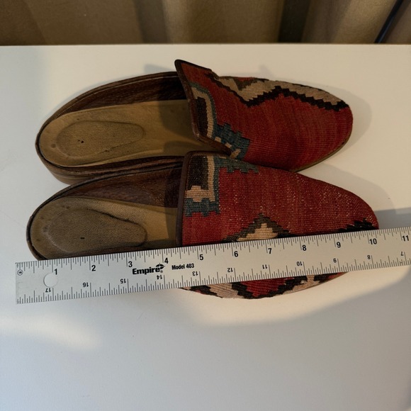Woven Kilim Mule Slides, Bohemian Decor Shoes, Slip On Loafers - Picture 5 of 8